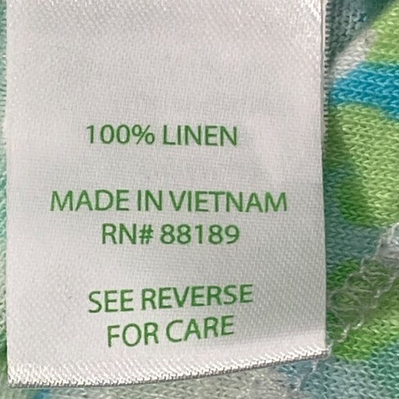 Lilly Pulitzer Womens S Top Green/Blue Pattern 100% Linen cap Sleeve Casual Shir - Picture 4 of 7